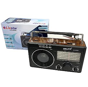 Radio Livstar CNN 686BR Retro Vintage Bateria Recarregável Ondas Curtas Com 11 faixas