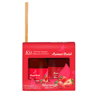 Kit Aromas Brasil Difusor e Sabonete 250ml Morango Silvestre