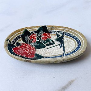 Saboneteira em Pedra Sabão - Bordada Color