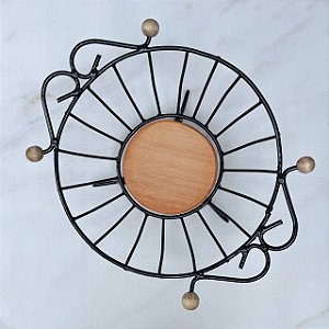 Fruteira Redonda Ferro e Madeira - 38cm