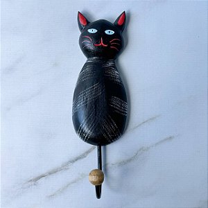 Quadrinho Decorativo em Forma de Gato com Gancho de Ferro