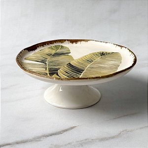 Boleira de Cerâmica Folhas - 20cm