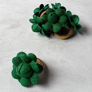Jogo Anel de Guardanapo 6 peças - Flor Verde