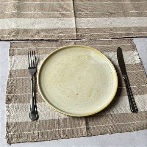 Jogo americano 7 peças - Listrado Cappuccino e Cru
