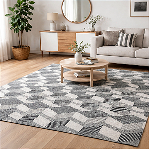 Tapete Sala 2m x 1,5m - Tons Cru & Preto