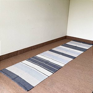 Passadeira de Algodão em Tear Manual em Tons Azul - 3m x 80cm