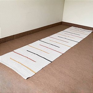 Passadeira de Algodão em Tear Manual Cru com Listras Color - 3m x 80cm