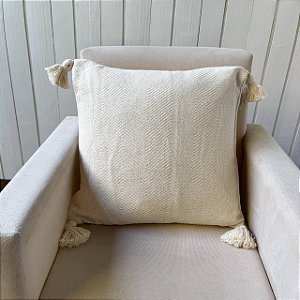 Capa de almofada pompom - Cru