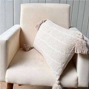 Capa de almofada palito pompom - Cappuccino