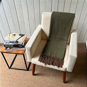 Xale Pesponto Verde Oliva com terracota - 1,30m x 1,80m