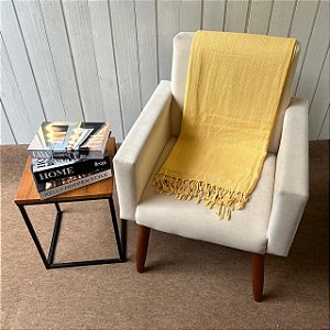 Manta P Amarelo e Mescla Cru - 1,40m x 2,40m