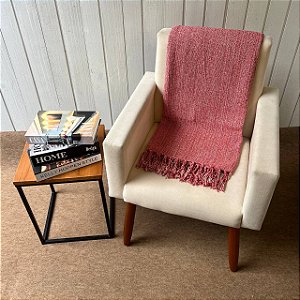Manta P Mescla Vermelho e Cru - 1,40m x 2,40m