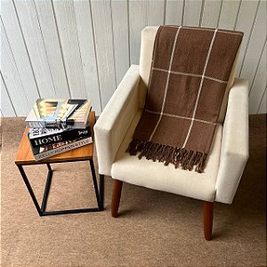 Manta P Marrom com Grid Cru - 1,40m x 2,40m