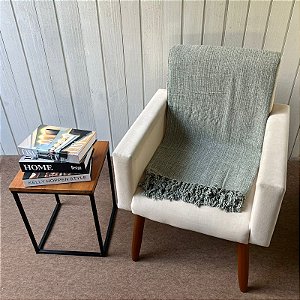 Manta M Verde com mescla Cru - 1,80m x 2,40m