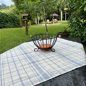 Toalha de Mesa Xadrez Cinza & Cru - 90cm x 90cm