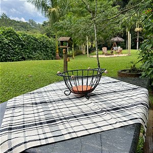 Toalha de Mesa Xadrez Preto & Cru - 90cm x 90cm