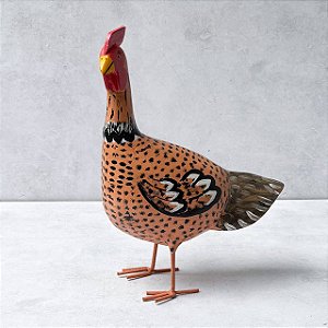 Galinha de Madeira Laranja com preto - pés de ferro