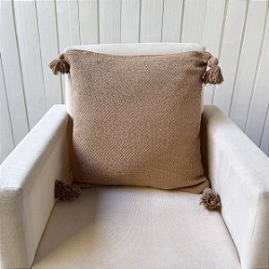Capa de almofada pompom - Escama Caramelo
