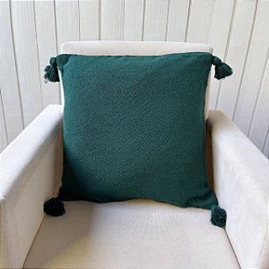 Capa de almofada pompom - Escama Verde Floresta