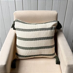 Capa de almofada pompom - Trança Verde