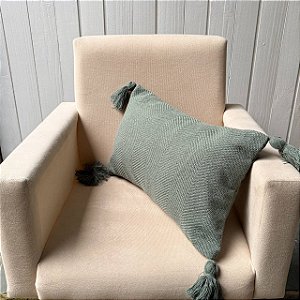 Capa de almofada palito pompom - Verde Erva Doce