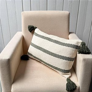 Capa de almofada palito pompom - Trança Verde