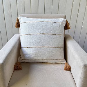 Capa de almofada pompom - Pontilhado Mostarda