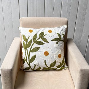 Capa de almofada bordada - 45cm x 45cm