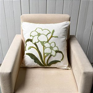 Capa de almofada bordada - 45cm x 45cm
