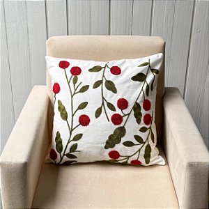 Capa de almofada bordada - 45cm x 45cm