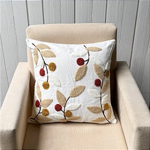 Capa de almofada bordada - 45cm x 45cm