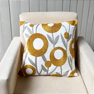 Capa de almofada bordada - 45cm x 45cm