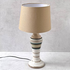 Abajur Cerâmica Tons Verde, Marrom e Nude - 56cm