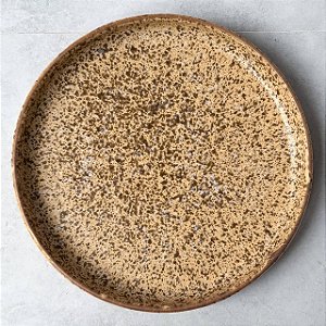Prato de Cerâmica Creme & Marrom