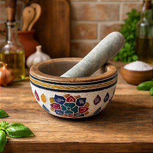 Pilão de Pedra Sabão Redondo - Color