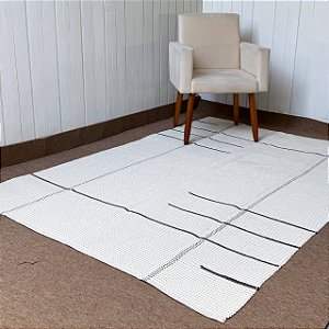 Tapetão Boho 2m x 1,5m - Cru com grid black