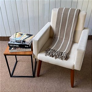 Manta G Caramelo com listras Cru - 2,2m x 2,6m