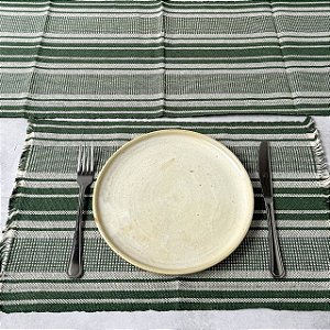 Jogo americano 7 peças - Cru com Verde