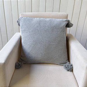 Capa de almofada pompom - Cinza