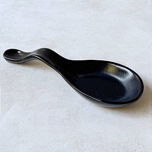 Descanso de colher de cerâmica - Preto