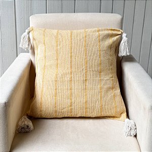 Capa de almofada pompom - Amarela