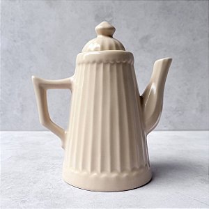 Bule de Cerâmica Frisado - Creme