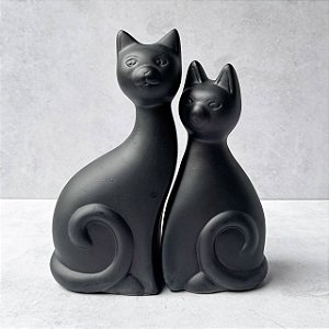 Dupla Gatos de Cerâmica - Pretos