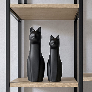 Dupla Gatos de Cerâmica - Pretos