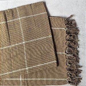 Manta G Marrom com Grid Cru - 2,20m x 2,60m