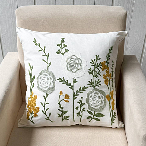 Capa de almofada bordada - 45cm x 45cm