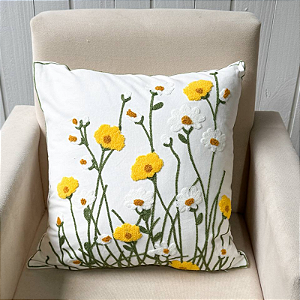 Capa de almofada bordada - 45cm x 45cm