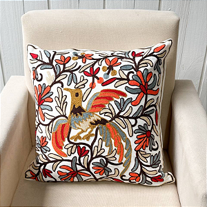 Capa de almofada bordada - 45cm x 45cm