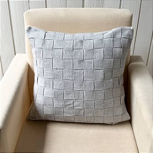 Capa de almofada trama - Cinza com verso Cru