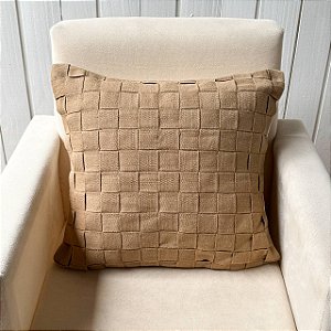 Capa de almofada trama - Caramelo com verso Cru